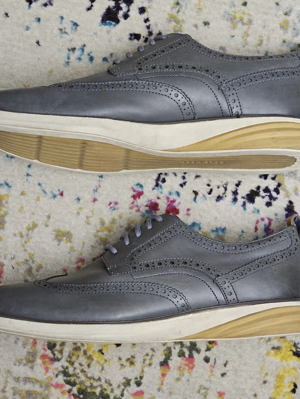 Cole Haan Men's Shoes Size 10.5 Grand Evolution Wingtip Dress Oxfords Gray